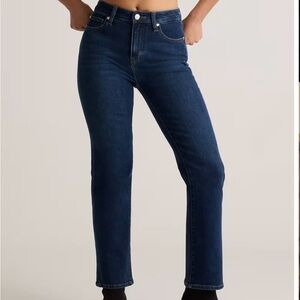 Quince Bella Stretch Straight Jean, Size 33, 26” inseam, Midnight Blue